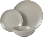 Gibson Home Bethel 18 Piece Plates and Bowls Ceramic Stoneware Organic Shape Dinnerware Set (Service for 6) - Matte Grey