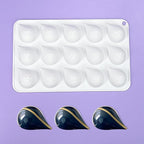 mostsom Silicone Water Droplet Molds 15-Cavity Dessert Mold for Chocolate, Mousse, Jelly, Cake Decorations, Baking Tools (D_ Water Droplet)