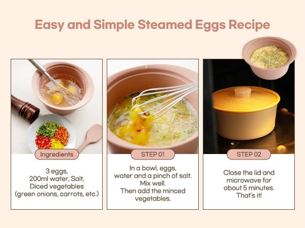 Microwave Silicone Steamer for Baby Food, Made In Korea, Oven & Dishwasher Safe to 482°F, Easy Clean, Microwave Pot with Handle & Lid, 100% Food Grade Steamer Bowl (Terracotta Rose, 19oz (550ml))