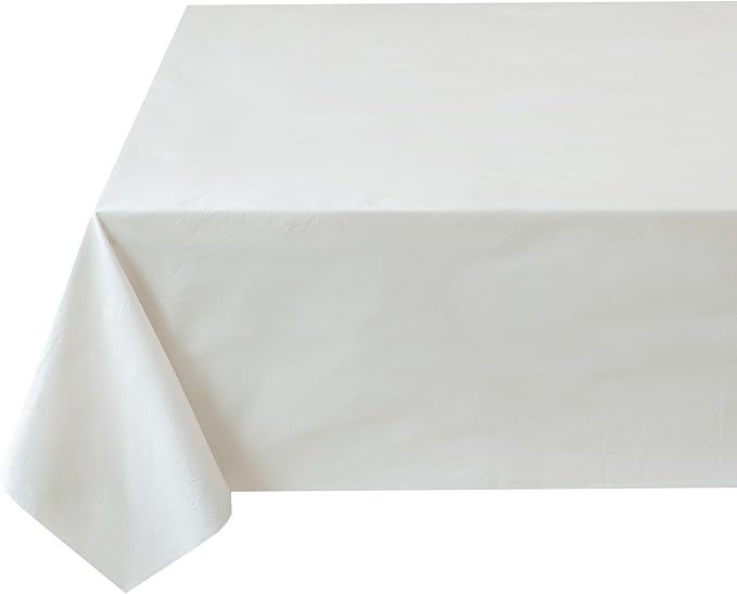Benson Mills Deluxe Heavy Duty Vinyl Table Pad, Premium Table Protector, Waterproof with Flannel Backing, Quilted Design and Customizable (Off-White, 52" X 140" Rectangular)