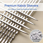 BBQ Shish Kabob Skewers, Kebab Skewers 17.7" Stainless Steel Reusable Flat BBQ Sticks for Meat Chicken Shrimp and Vegetable(8-Pack)