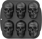 Skull Cake Pan,Skull Cake Pan Silicone Mold，6-Cavity Silicone, or Halloween & Party Drinks (6 Cavity Large Mold)