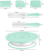 Cake Decorating Turntable,Cake Decorating Supplies With Decorating Comb/Icing Smoother(3pcs),2 Icing Spatula With Sided & Angled … (Green/6pcs)