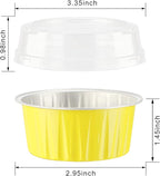 EUSOAR Aluminum Ramekins with Lids, 50pcs 5oz Aluminum Foil Baking Cups, Disposable Foil Ramekins Muffin Liners, Aluminum Foil Dessert Containers Cupcake Holders Pans with Lids Yellow