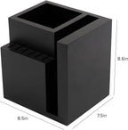 KitchenEdge Bamboo Magnetic Knife Block and Cooking Utensil Holder, Sleek Storage for Chefs Knives, Steak Knives, Spatulas, Scissors, Non-Slip Rubber Feet, Easy to Clean, Food-Safe Black Finish