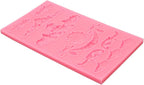 Baroque Decorative Silicone Fondant Mold, Vintage Floral Scroll Pattern, Pink
