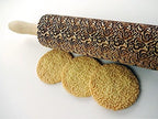 Rolling pin ROSES PETALS. Wooden embossing rolling pin with Oriental flowers. Embossed cookies. Pottery. Birthday gift. Gift for mother