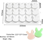 TUKE 15-Cavity Rabbit Candy Silicone Molds Chocolate Truffles Mold,Whiskey Ice Cube Tray,Grid Fondant Mould,Hard Candy Mold Pralines Gummy Jelly Mold (Rabbit H)