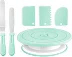 Cake Decorating Turntable,Cake Decorating Supplies With Decorating Comb/Icing Smoother(3pcs),2 Icing Spatula With Sided & Angled … (Green/6pcs)