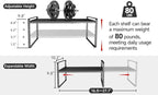 16.5~27.1" Expandable Shelf Organizer, 1Pack 10.2" Wide Stackable Cabinet Shelf Organizers, Black Metal Sturdy Kitchen Counter Storage for Countertop, Adjustable Height Spice Rack