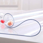 NECAUX Custom 39.4 x 94.5 Inch Clear Table Cover Protector, 1.5mm Thick Wood Grain Transparent Table Pad Non-Slip Tablecloth Plastic Protective Pad for Dining Room Table, Conference Table