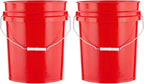 House Naturals 5 Gallon Premium HPDE Plastic Bucket - Made in USA Food Grade Storage Container, BPA Free All Purpose Pail (2, Red)
