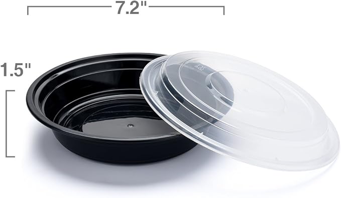 Glotoch Meal Prep Container, 50 Pack 24 OZ To Go Containers，Round Plastic Food Storage Containers Set with Lids - Microwave, Freezer & Dishwasher Safe，Eco-Friendly, BPA-Free, Durable & Stackable