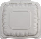 TIYA Clamshell Food Containers - White Bulk 150 Pack, 8x8 in - 3-Compartment To-Go Containers - Microwavable Plastic with Hinged Lid - Great for Meal Prep - BPA-Free
