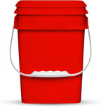 House Naturals 4 Gallon Square Food Grade Bucket Pail with Plastic Handles and Lid (Pack of 3) Made in USA containers (RED-White Lids)