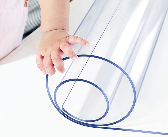 1.5mm Thick 24x50 Clear Vinyl Blotter Mat Table Protector Plastic Tablecloth Liner Cover Wipeable Easy Clean Heat Resistant Protective Pad PVC Furniture Writing Desk Dining Coffee Kitchen Tabletop