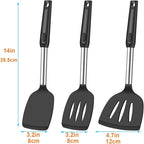 Spatula Set Silicone Heat Resistant for Nonstick Cookware Rubber Silicone Spatula Turner Fish, Large Nonstick Plastic Egg Wok Spatula for kitchen use Cooking Utensils Set