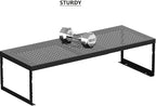 Stackable Expandable Metal Shelf Organizer - Adjustable Wire Storage Rack with Holes for Kitchen, Bathroom, Cabinet, Office - Space Saving, Durable & Sturdy Design（2PACKS/Medium/Black