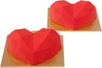 Pastry Tek 8 Cavities Diamond Heart Molds, 10 Oven-Ready Geometric Heart Molds - Flexible, Freezable, White Silicone Heart Baking Molds, Easy Release, For Baking - Restaurantware