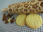 Rolling pin HIBISCUS. Wooden embossing rolling pin with Oriental flowers. Embossed cookies. Pottery. Birthday gift. Gift for mother