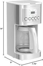 Cuisinart 14-Cup Coffee Maker, Programmable PerfecTemp Glass Carafe Coffee Machine with 1-4 Cup Setting, Brew Strength Control and Brew Pause, Stainless Steel, DCC-3200WNAS, White