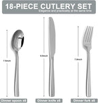 Silverware Set,18/10 Stainless Steel 18Piece Silverware Set For 6,With Dinner Knives Spoon Forks Set for Home, Kitchen and Restaurant, Mirror Polished& Dishwasher Safe