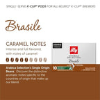 Illy Coffee K Cups - Pods For Keurig Machines – Brasile Bold Roast – Notes of Caramel – Intense & Full-Flavored Flavor - No Preservatives – 10 Count, 6 Pack