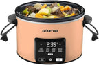 Gourmiia 4.5 Qt Programmable Slow Cooker with 5 Presets, Slow Cook, Digital Timer, Keep Warm Function, Nonstick Interior, Dishwasher Safe (Peach)