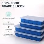 2 Tbsp & 1 Tbsp Silicone Freezer Molds - Perfect for Storing Garlic, Herbs, Ginger, Pesto, Tomato Paste, Lemon Juice,Vegetable Purees,Purees and More - Silicone Food Freezer Tray (Blue 4 Pack)
