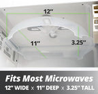 HOVER COVER Magnetic Splatter Cover, 12-Inch Clear BPA-Free Food Lid, Vented Plate Guard with Steam Vents, Anti-Splash Microwave Lid - Heather Gray