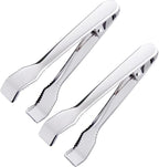Ice Tongs for Ice Bucket 6-3/4 Inch - Set of 2 - Premium 18/8 Stainless Steel Ice Tongs with Teeth for Ice Sugar Cubes Tea Party Coffee Bar Food Serving