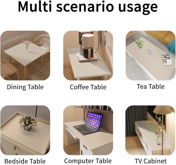 Desk Cover Protector - Used for Square Table Waterproof and Easy to Clean Good Flatness Easy to Used for Dining Table(Off White+Light Gray 44x44)