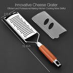 KULUNER Professional-Grade Lemon Zester with Fine Blades, Lightweight Cheese/Vegetable Grater, Solid Wood Handle Design - Rust-Resistant, Durable, Essential Kitchen Tool （B2）