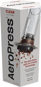 AeroPress Clear Coffee Press – 3 In 1 Brew Method Combines French Press, Pourover, Espresso, Full Bodied Coffee Without Grit or Bitterness, Small Portable Coffee Maker for Camping & Travel, Clear