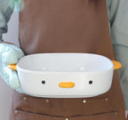 PURROOM Cute Duck Baking Dish, Ceramic Casserole Square Dish, Porcelain Pie Pan, 9x9 in Medium Baking Pan with Handles, Oven Safe & Durable Bakeware for Lasagna.