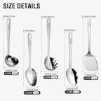 Stainless Steel Cooking Utensils Set, 5PCS Kitchen Utensils Set, Durable Kitchen Gadgets, Ladle, Slotted Turner, Slotted Serving Spoon, Solid Serving Spoon, Pasta Fork