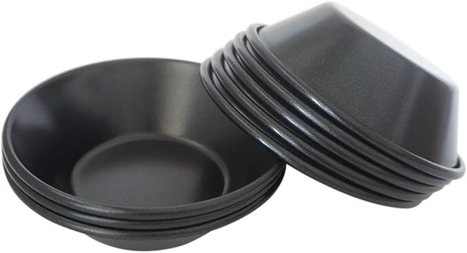 3 Inch Tart Pan, Carbon Steel Pastel De Nata Tins, Nonstick Egg Tart Molds, Mini Round Quiche and Pie Pan for Tartlet, Cupcake, Pudding, Muffin Baking - 8Pcs, Black