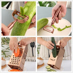 4 Sides Box Grater For Kitchen,Stainless Steel Cheese Grater With Handle,Multi-Function Vegetable Slicer Food Shredder For Chees,Ginger,Vegetables,Rose Gold