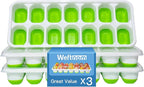 Ice Cube Tray, Ice Cube Trays for Freezer 3 Pack with Lids, Ice Tray Easy-Release, Ice Trays for Freezer Stackable, Silicone Ice Cube Tray for Drinks, Coffee - BPA-Free and Odor-Free