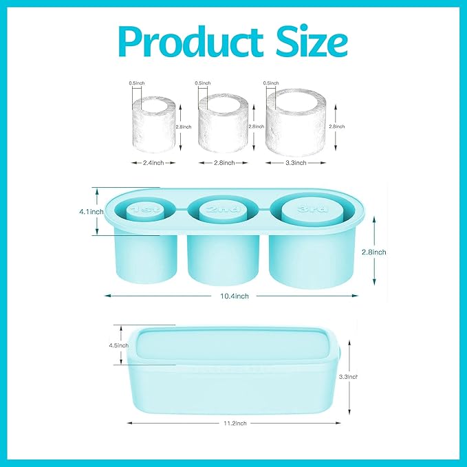 Ice Mold Tray – Round Ice Cube Mold for 40oz Tumbler, Stanley & Hydrojug – Silicone Ice Tray with Storage Bin – Perfect for Cold Drinks & Travel (Yellow)
