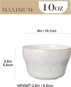 MALACASA Small Dessert Bowls 8 oz, Ice Cream Bowls, Dipping Sauce bowls,Ceramic Bouillon Soup Cups or Certain Side Dishes, Microwave & Dishwasher Safe, Set of 4, Arctic White, Series LYDIA