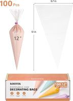 Kootek 12" Piping Bags (100Pcs), Disposable Pastry Bags Anti Burst Icing Frosting Bag Thick Cake Decorating Bags for Cookie, Cupcake, Candy, Baking Supplies Tools
