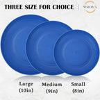 Wheat Straw Plates - 8 Inch Unbreakable Dinner Plates Set of 8 - Dishwasher & Microwave Safe Plastic Plates Reusable - Lightweight Kids Plates for kitchen,R.V. (Ocean)