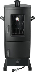 Propane Smoker with Cover, Vertical Meat Gas Smoker Grill Outdoor Heavy Duty 3 Removable Smoking Racks, Black