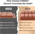 FUNBAKY Dubai Silicone Chocolate Bar Mold - 1-Inch Deep Cavities, Large Thick Candy Bar Mold, Ideal for Filling Pistachio Chocolate, Includes Scraper, 1 Pack