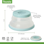Tovolo Microwave Plate Cover Small in Blue Haze Collapsible Vented Silicone Microwave Splatter Cover, Dishwasher Safe 8 Inch Plate Cover BPA Free Food Guard