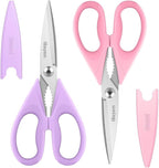 iBayam Kitchen Scissors, Purple Kitchen Utensils Accessories, All Purpose Heavy Duty Meat Scissors, Poultry Shears, Dishwasher Safe, Stainless Steel, 2-Pack, Pastel Pink, Soft Purple