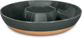 Mora Ceramic Chips and Dip Serving Tray: Large Divided Party Bowl Set for Chips & Salsa, Veggies & Dip, Fruit, Snacks, Entertaining, Hosting, etc. Minimalist Design for the Modern Hostess - Charcoal
