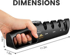 4-in-1 Knife Sharpener with Angle Guide, Adjustable Edge,3-Stage Coarse–Sharpen–Fine + Scissors Slot, Non-Slip Base & Ergonomic Handle for Kitchen Knives