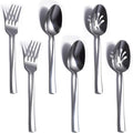 6 Piece Serving Utensils Set, Includes Serving Spoons x 2, Slotted Spoons x 2, Serving Forks x 2, Large Cutlery for Catering Buffet, Mirror Polished, Dishwasher Safe, 9 Inches